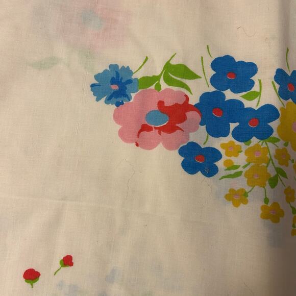 Set of 2 Vtg Wamsutta Superlin Muslin Sheet Floral Bright Cottage Core Queen - Picture 7 of 8